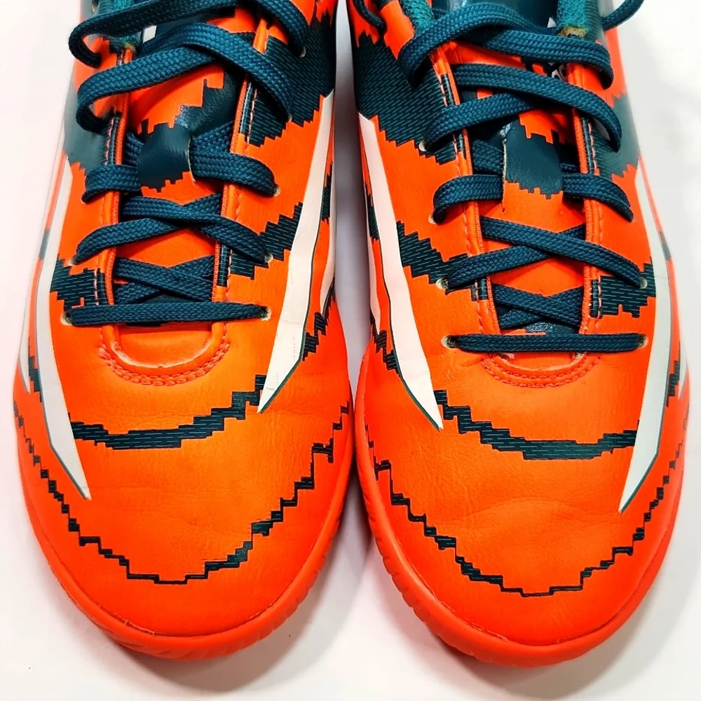 ADIDAS Leather Lace Up Boys Orange / Green Runners (4.5) - Picture 4 of 9